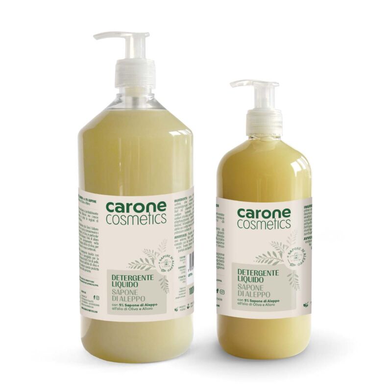 Carone Cosmetics Sapone Aleppo Detergente Liquido 500ml 0083 003 Carone Cosmetics • Sapone di Aleppo • Prodotti Cosmetici Naturali