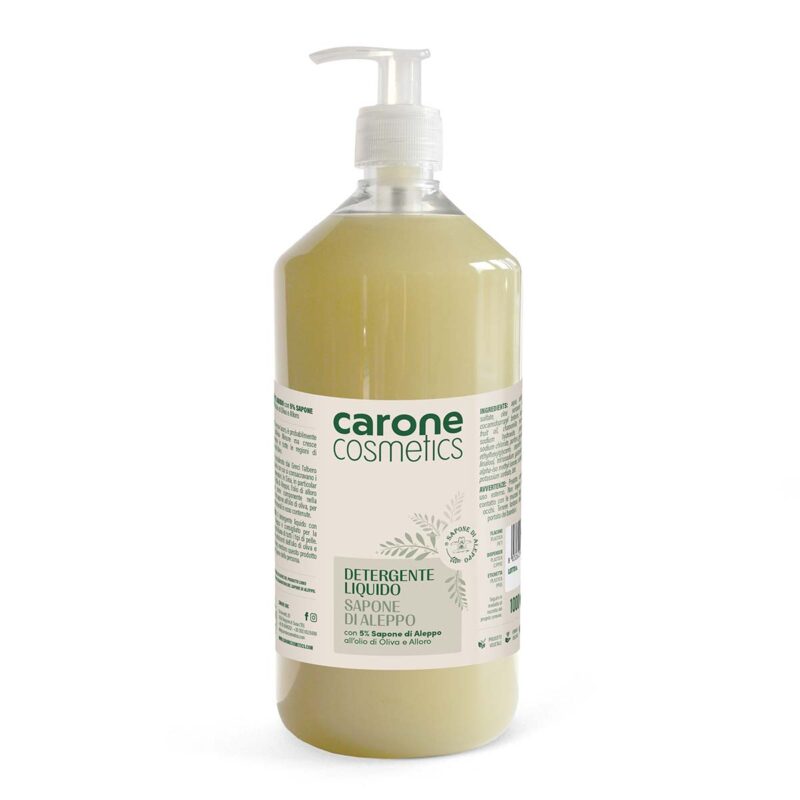 Carone Cosmetics Sapone Aleppo Detergente Liquido 1LT 00831 001 Carone Cosmetics • Sapone di Aleppo • Prodotti Cosmetici Naturali