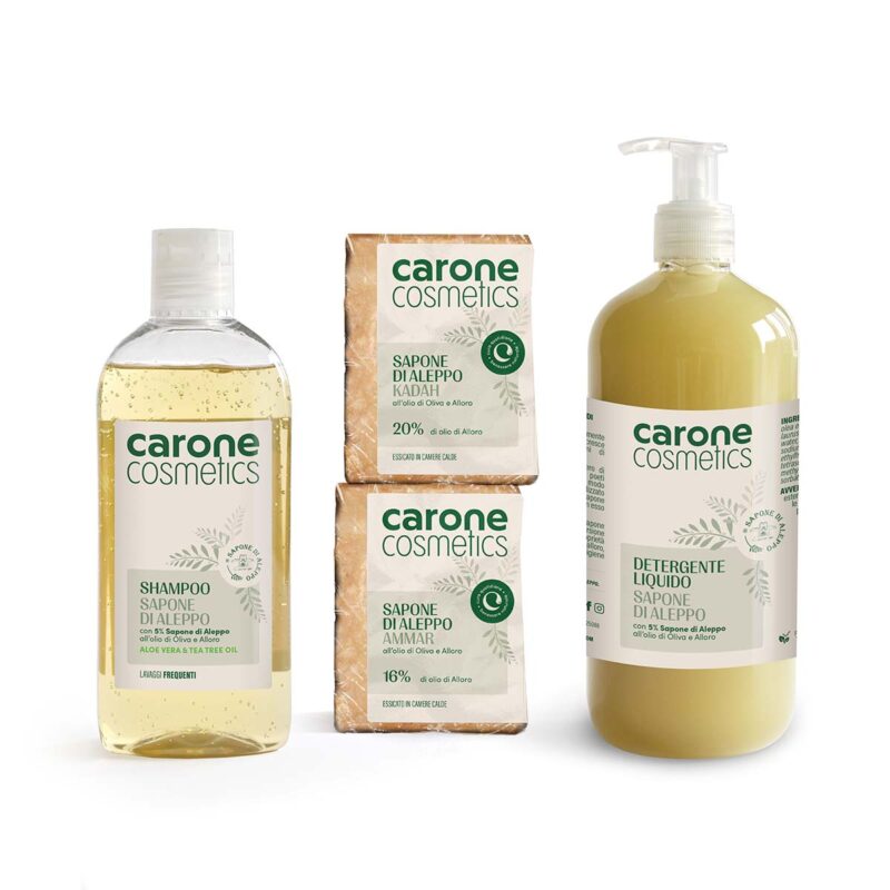 Carone Cosmetics KIT 001 Carone Cosmetics • Sapone di Aleppo • Prodotti Cosmetici Naturali